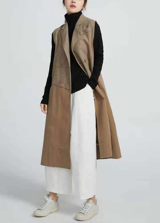Natural Sleeveless Spring Outfit Patchwork Art Coat
