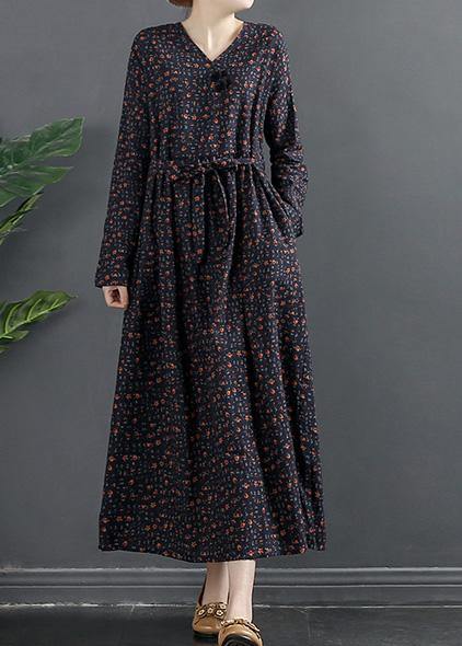 Natural V Neck Clothes for Ideas Navy Print Maxi Dresses
