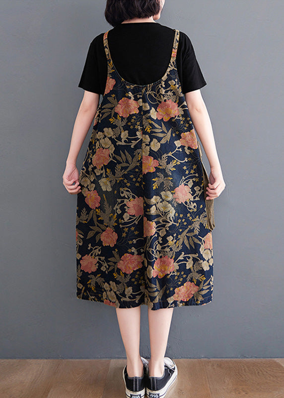 Natural V Neck Print Patchwork a Line Long Dress Summer