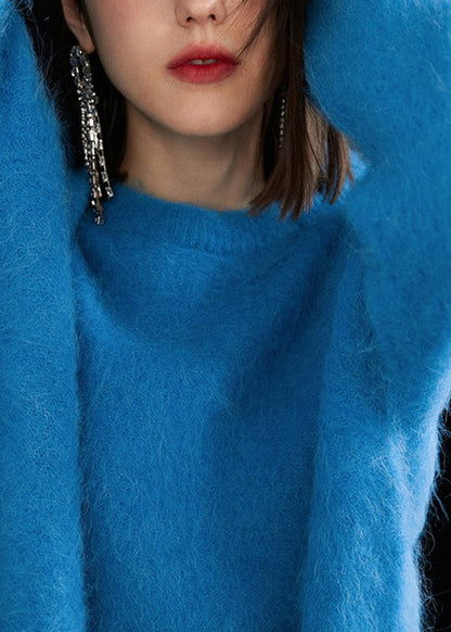 Natural White O-neck Cozy Woolen Knit Sweaters Winter