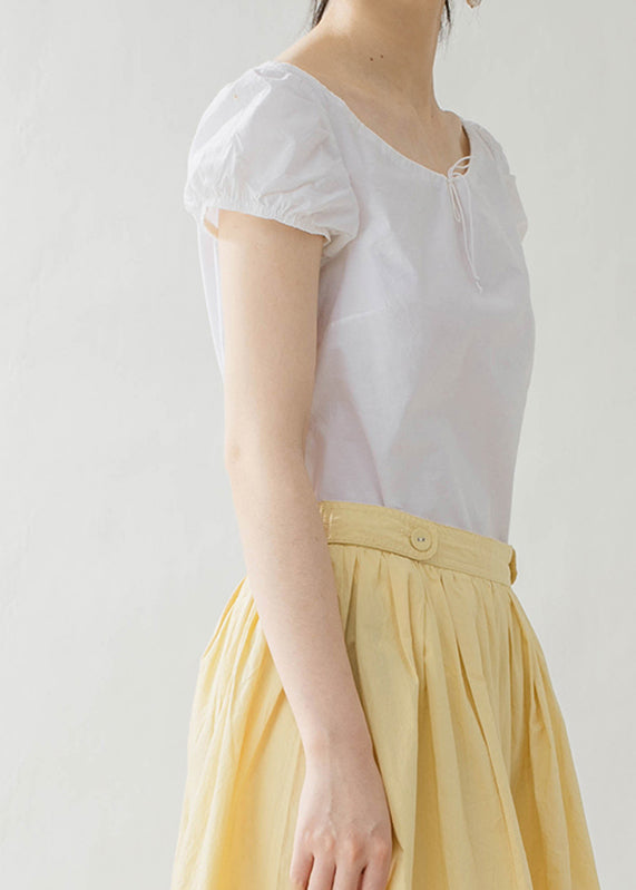 Natural White O-neck Patchwork Cotton T Shirt Summer