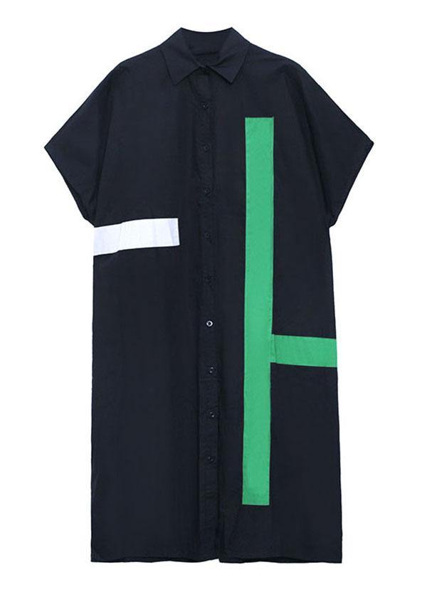 Natural White Summer Patchwork Cotton Short Sleeve Robe Dresses