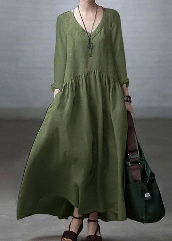 Natural White Wrinkled Patchwork Maxi Dress Long Sleeve