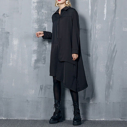 Natural Asymmetric Cotton Dresses Inspiration Black Dress