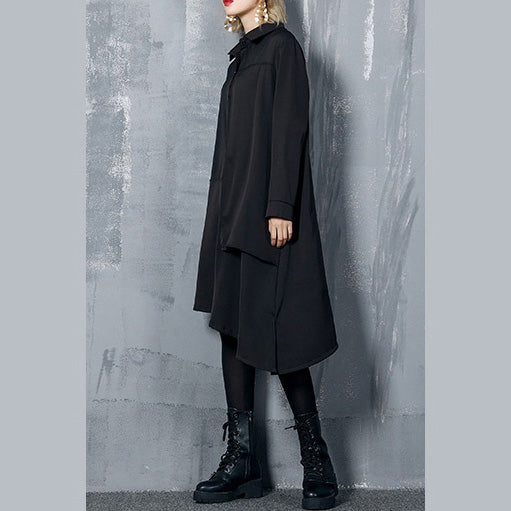 Natural Asymmetric Cotton Dresses Inspiration Black Dress