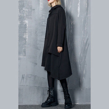 Natural Asymmetric Cotton Dresses Inspiration Black Dress