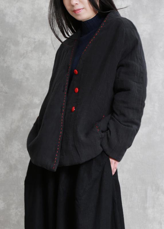 Natural Black Trench Coat Gifts V Neck Thick Fall Jackets
