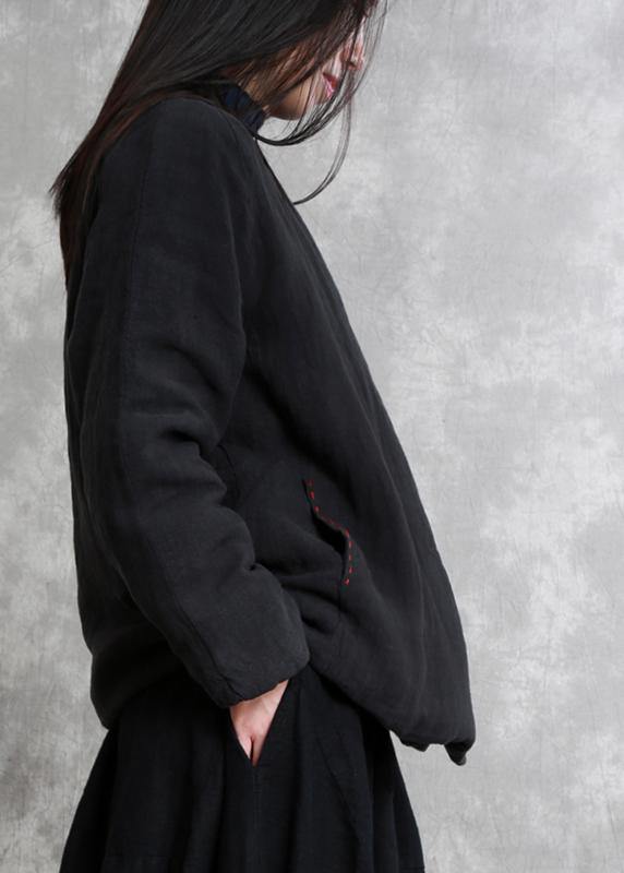 Natural Black Trench Coat Gifts V Neck Thick Fall Jackets