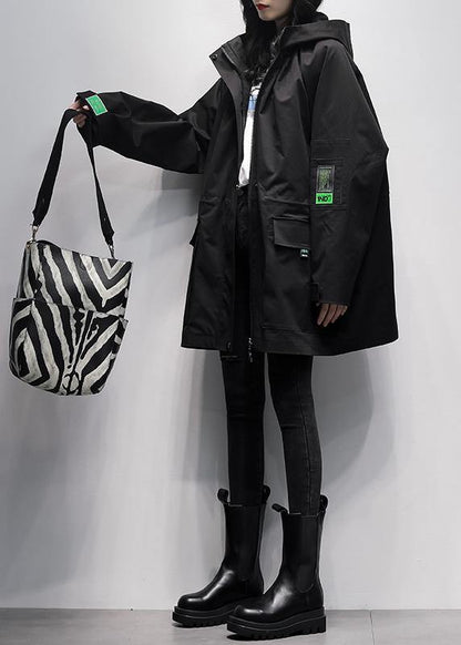 Natural Black Tunic Coat Work Hooded Cinched Coats
