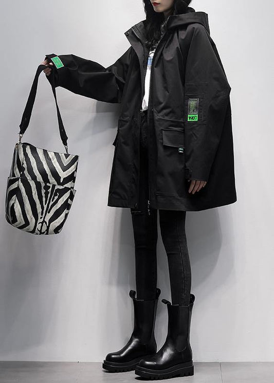 Natural Black Tunic Coat Work Hooded Cinched Coats