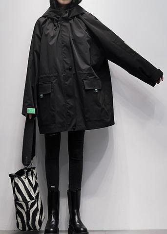 Natural Black Tunic Coat Work Hooded Cinched Coats