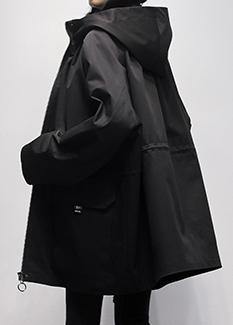 Natural Black Tunic Coat Work Hooded Cinched Coats
