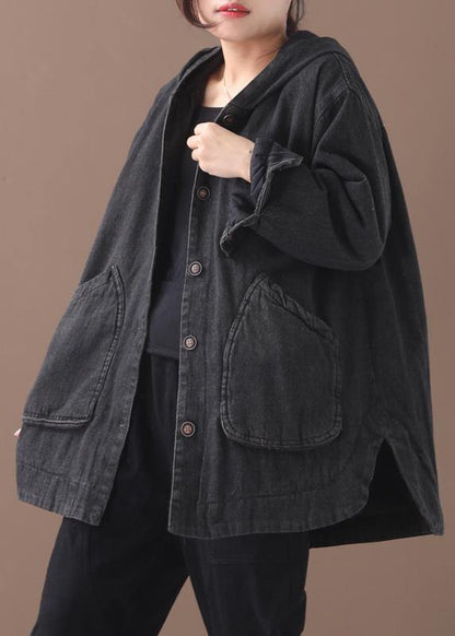 Natural Black Tunic Pattern Tutorials Side Open Hooded Coat