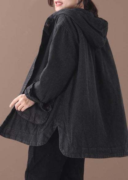 Natural Black Tunic Pattern Tutorials Side Open Hooded Coat