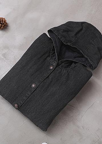 Natural Black Tunic Pattern Tutorials Side Open Hooded Coat