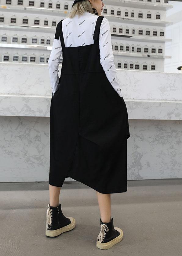 Natural Black Cotton Quilting Clothes Spaghetti Strap Cinched Cotton Robes Dress