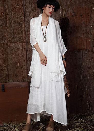 Natural Bracelet Sleeved Linen Clothes Shirts Gray Cardigan Summer