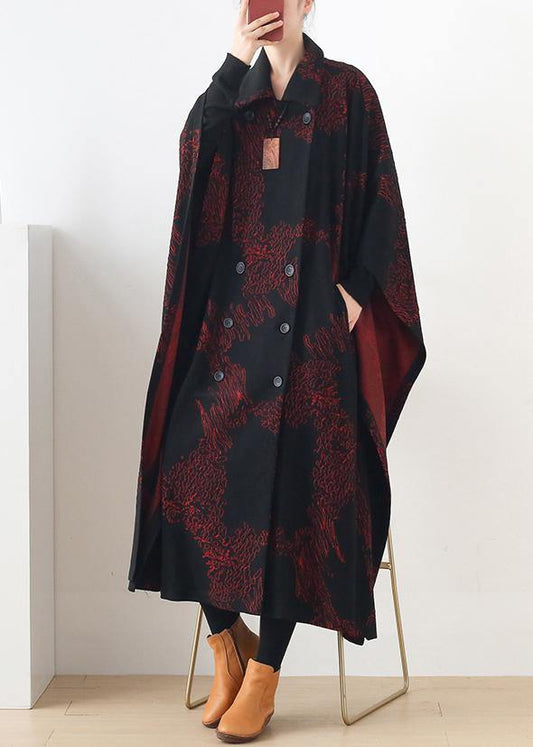Natural Burgundy Print Clothes for Notched Asymmetric Outwears