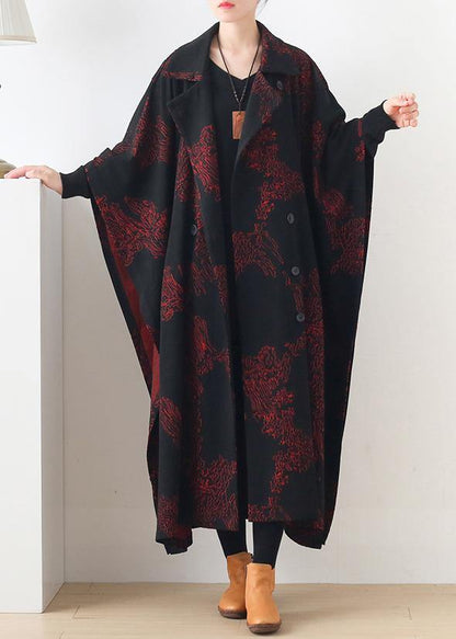 Natural Burgundy Print Clothes for Notched Asymmetric Outwears