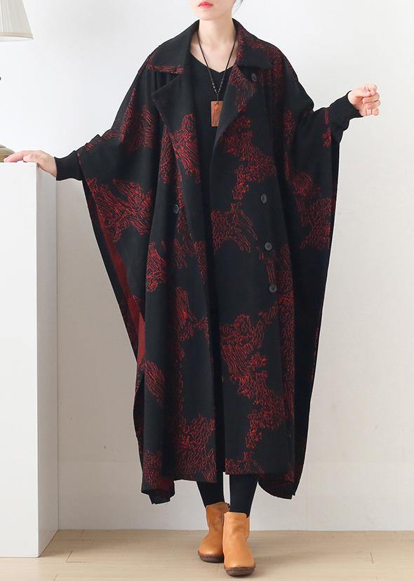 Natural Burgundy Print Clothes for Notched Asymmetric Outwears