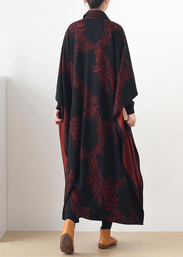 Natural Burgundy Print Clothes for Notched Asymmetric Outwears