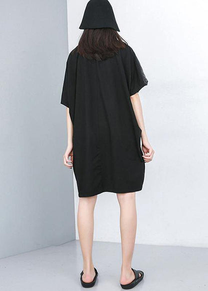 Natural Cotton Clothes Fine Summer Round Neck Half Sleeve Dress