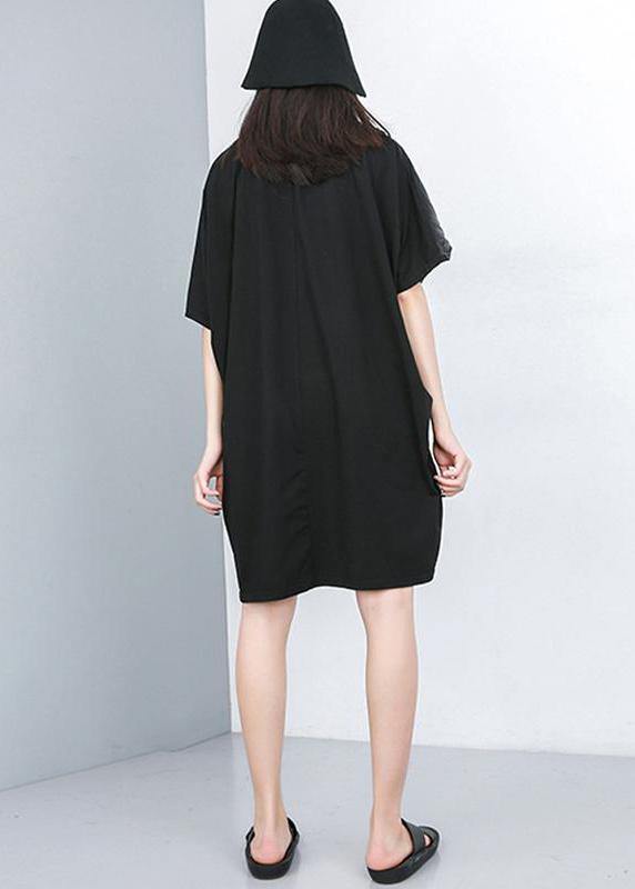 Natural Cotton Clothes Fine Summer Round Neck Half Sleeve Dress