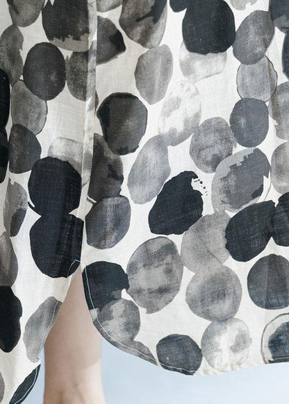 Natural Dotted Prints Chiffon Clothes Lapel Collar Sleeveless Loose Summer Dresses