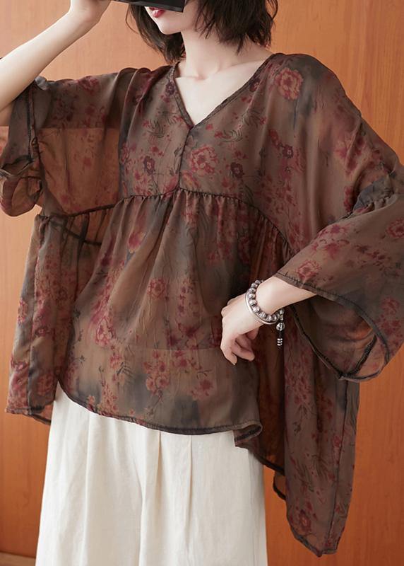 Natural Clothes for V Neck Asymmetric Summer Blouses