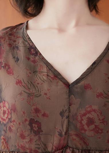 Natural Clothes for V Neck Asymmetric Summer Blouses