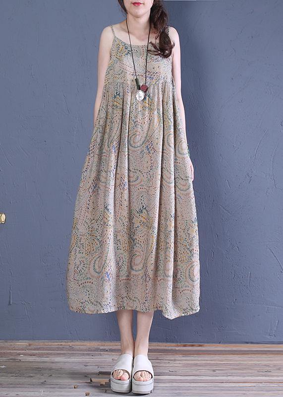 Natural Cotton Clothes Spaghetti Strap Robe Summer Dress