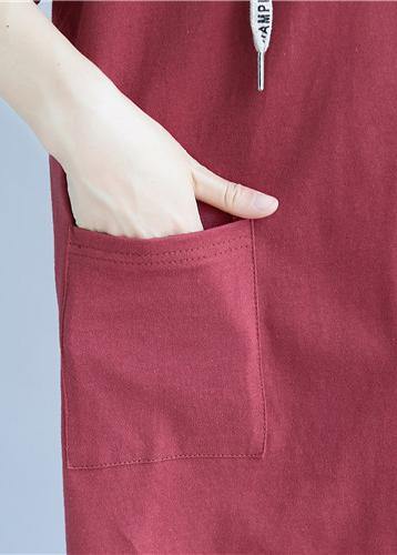Natural Hooded Pockets Cotton Summer Blouses for Tutorials Purple Blouses