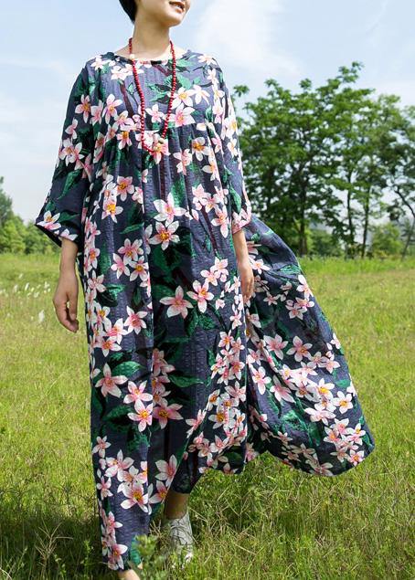Natural O Neck Half Sleeve Chiffon Clothes for Ideas Navy Print Dress Summer