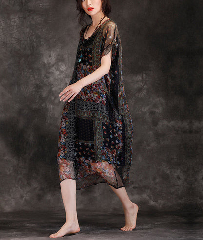 Natural O Neck Chiffon Dresses Ideas Blue Print Loose Dress Summer