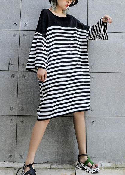 Natural Patchwork Cotton Quilting Dresses Work Striped Dress Summer