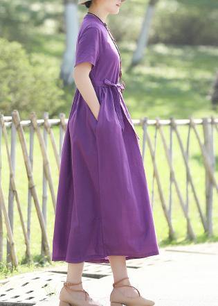 Natural Purple Linen Soft Surroundings Fine Inspiration Short Sleeve Loose Summer Dress