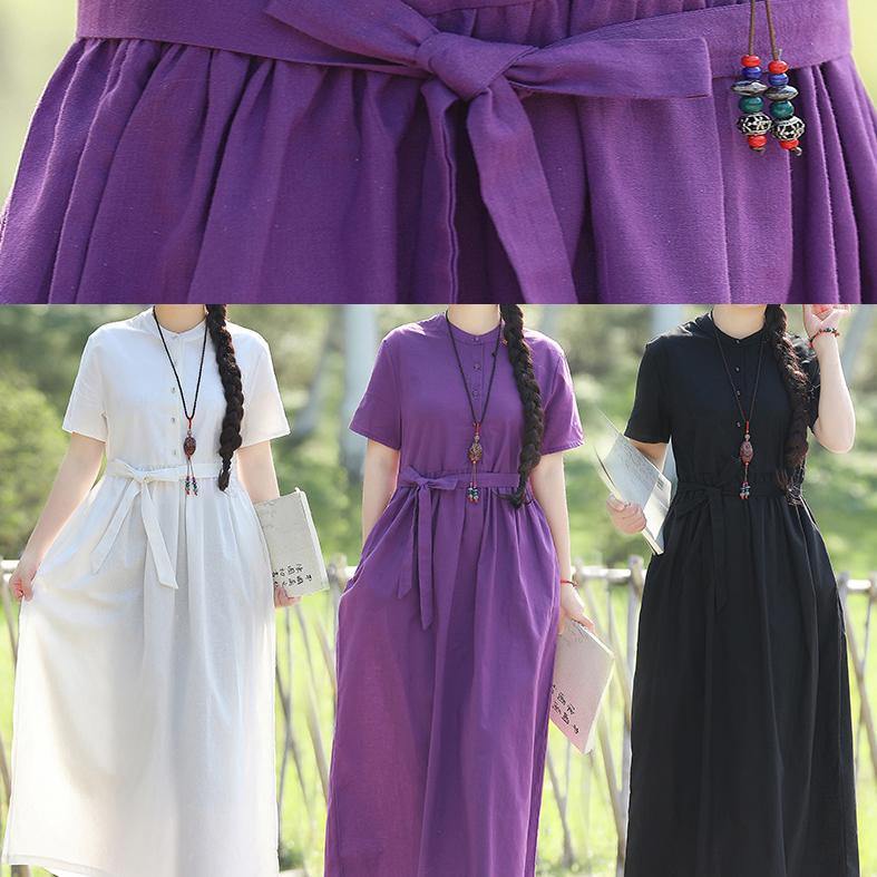 Natural Purple Linen Soft Surroundings Fine Inspiration Short Sleeve Loose Summer Dress