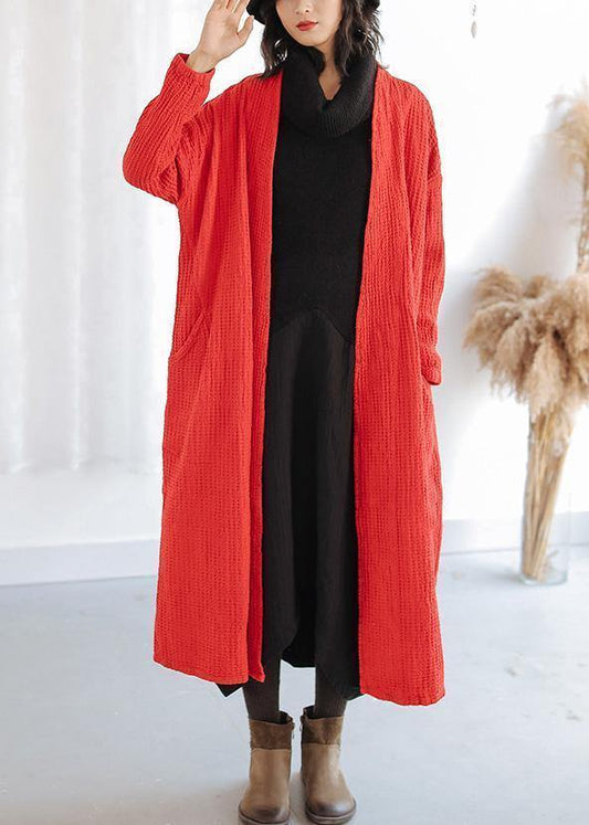 Natural Red Trench Coat Outfits Pockets Fall Coats