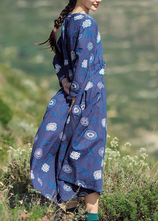 Natural Red Print Cotton Soft Surroundings V Neck Drawstring Love Summer Dresses