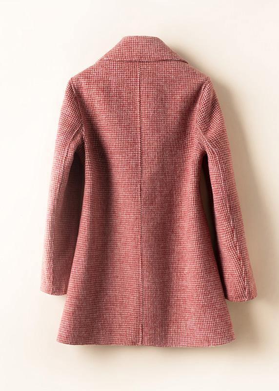 Natural Rose Plaid Tunics for Ideas Notched Pockets Woolen Coats