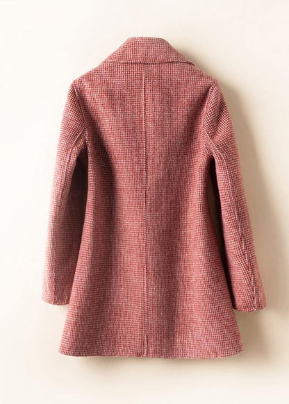 Natural Rose Plaid Tunics for Ideas Notched Pockets Woolen Coats
