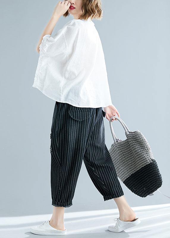 Natural Ruffles Cotton Long Shirts Tunic Tops White Top Summer