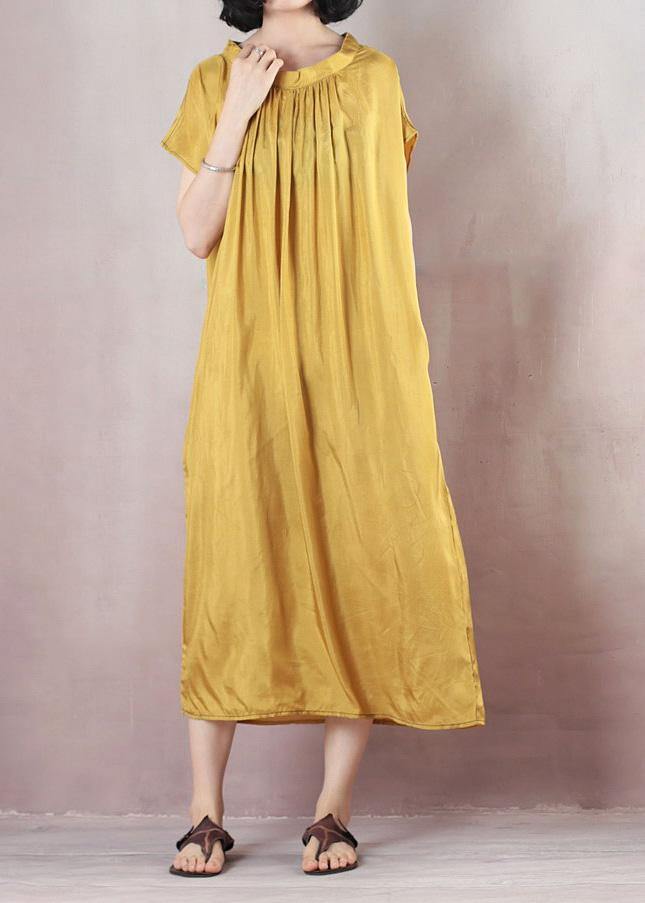 Natural Short Sleeve Cotton Summer Clothes Runway Yellow Dresses