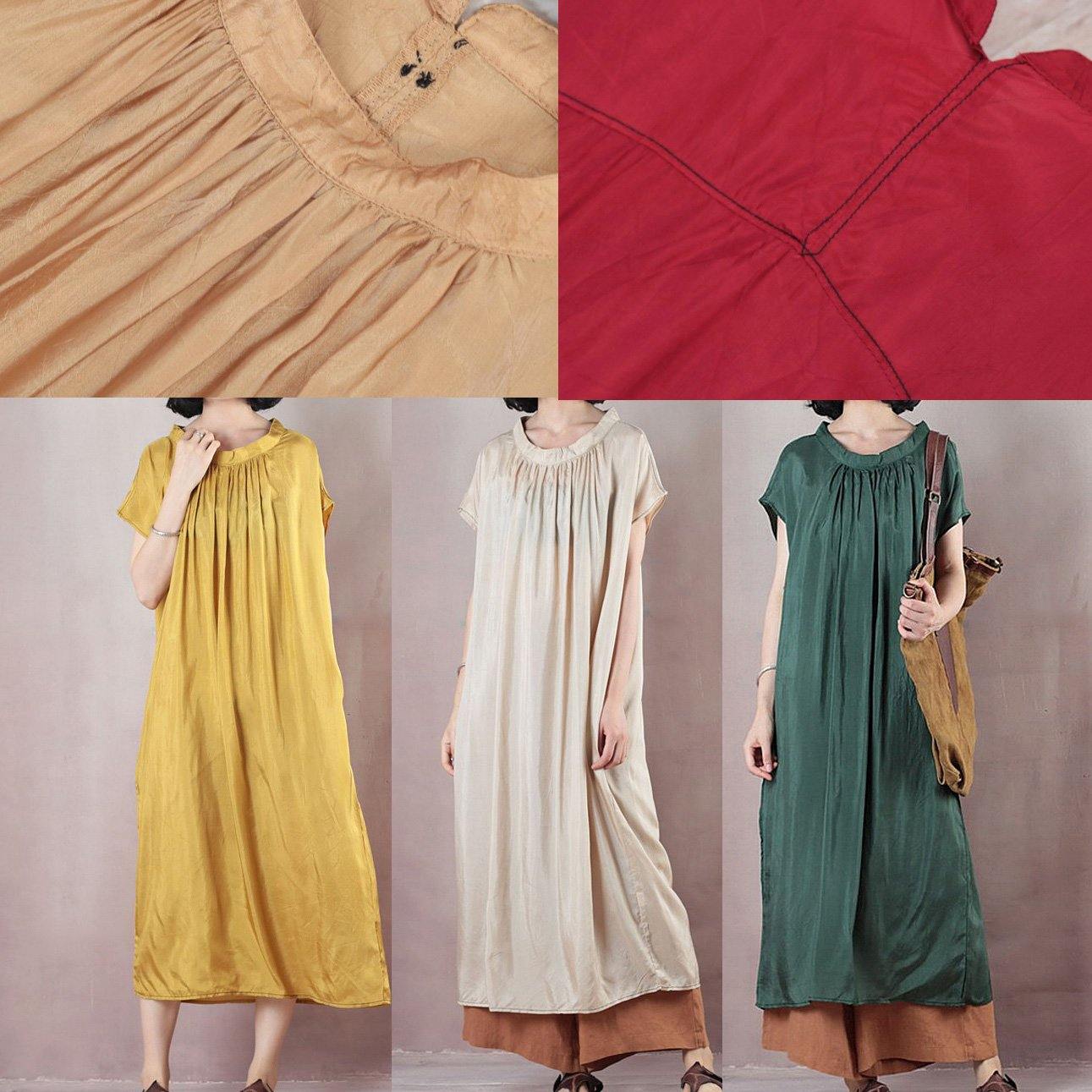 Natural Short Sleeve Cotton Summer Clothes Runway Yellow Dresses