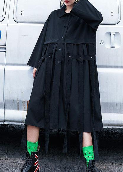 Natural Tassel Cotton Dresses Design Black Dresses Shirt Dress Fall