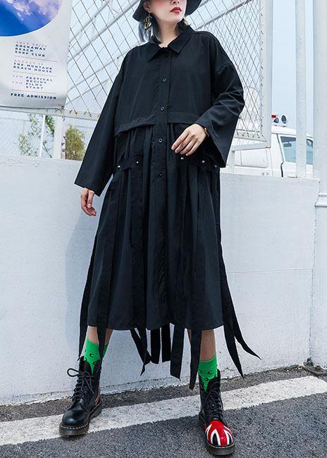 Natural Tassel Cotton Dresses Design Black Dresses Shirt Dress Fall