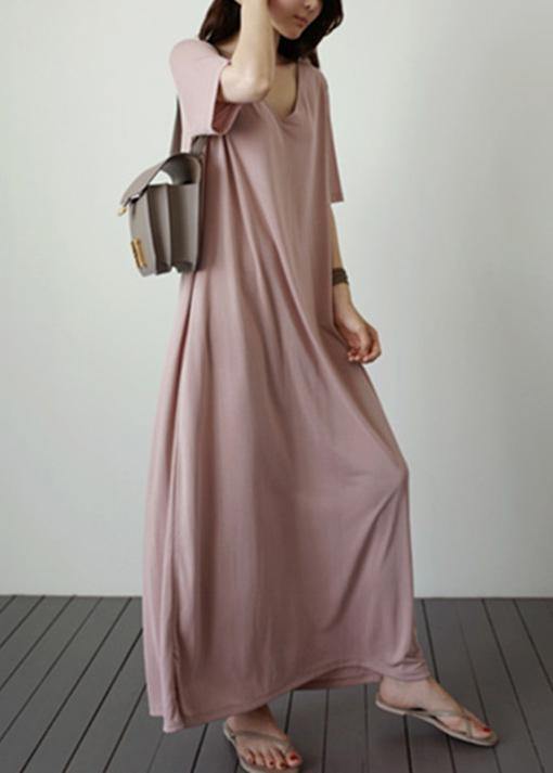 Natural V Neck Baggy Cotton Tunics Work Gray Cotton Dress