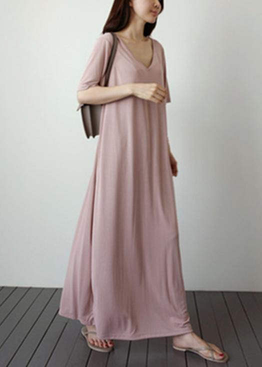 Natural V Neck Baggy Cotton Tunics Work Gray Cotton Dress