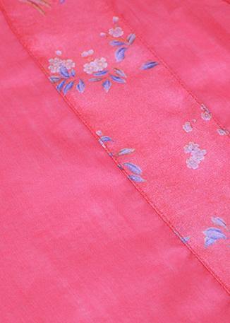 Natural V Neck Half Sleeve Linen Summerclothes for Pink Print Blouse