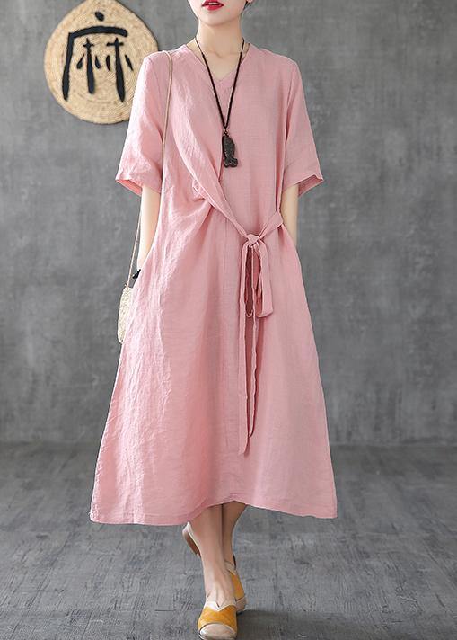 Natural V Neck Tunic Linen Dresses Ideas Pink Dress Summer